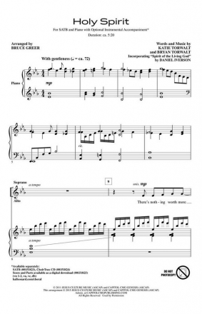 Bryan Torwalt_Katie Torwalt, Holy Spirit SATB Chorpartitur