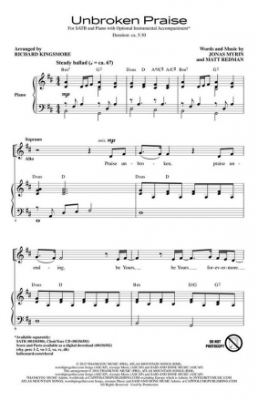 Jonas Myrin_Matt Redman, Unbroken Praise SATB Chorpartitur