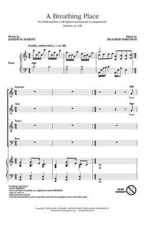 Heather Sorenson, A Breathing Place SATB Chorpartitur