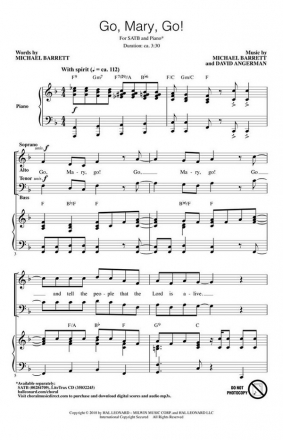 David Angerman_Michael Barrett, Go, Mary, Go! SATB Chorpartitur