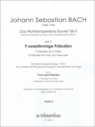 Bach, Johann Sebastian, Wohltemperiertes Klavier Teil 2, Heft 7: Zweis fr Bratsche solo Viola 2  (mit Partnerstimme in Kleindruck)