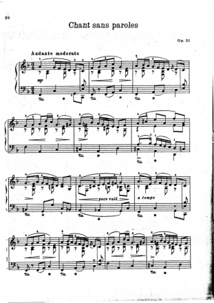 Chant sans paroles op.31 fr Klavier solo ARCHIVKOPIE