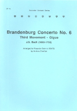 Gigue from Brandenburg Concerto no.6 for 5 recorders (SSATB) score and parts