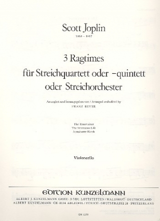 3 Ragtimes fr 4-5 Streicher (Streichorchester) Violoncello