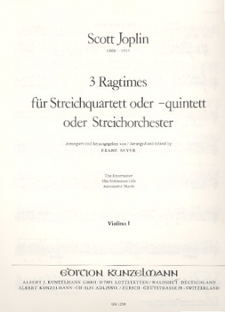 3 Ragtimes fr 4-5 Streicher (Streichorchester) Violine 1