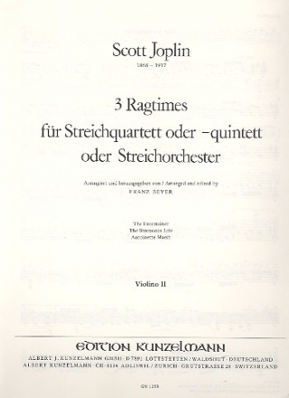 3 Ragtimes fr 4-5 Streicher (Streichorchester) Violine 2