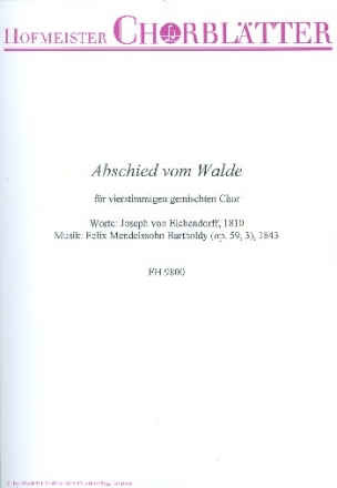 Abschied vom Walde op.59,3 fr gem Chor a cappella Chorpartitur