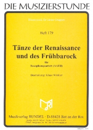 Tnze der Renaissance und des Frhbarock fr 4 Saxophone (AATBar) Partitur und Stimmen