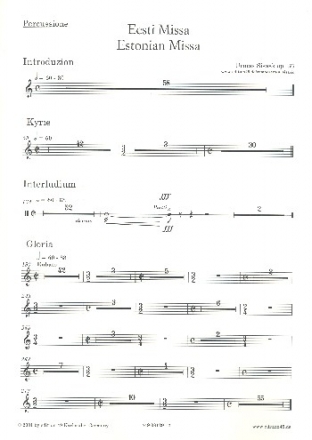 Missa no.3 for mixed chorus, organ and percussion percussion