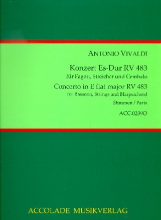 Konzert Es-Dur RV483 fr Fagott, Streicher und Bc Stimmensatz (3-3-2-3)