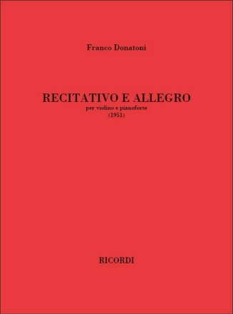 Recitativo e allegro Violin and Piano Book & Part[s]