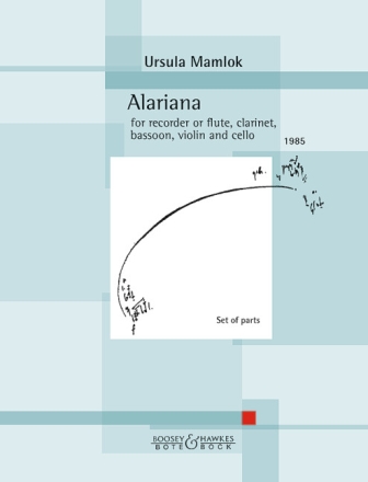 Alariana for recorder (fl), clarinet, bassoon, vl, cello set of parts