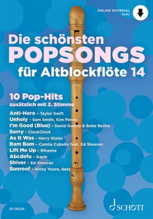 Die schnsten Popsongs Band 14 fr 1-2 Altblockflten