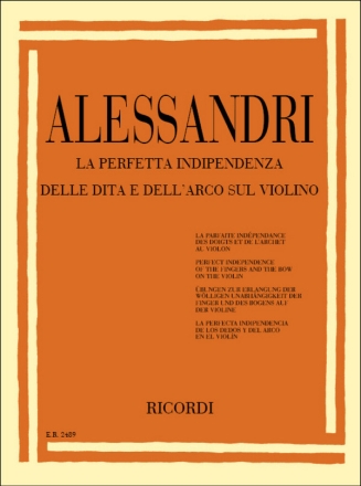 La Perfetta Indipendenza delle Dita e dell'Arco Violin Book