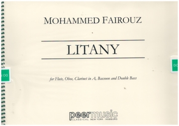 Litany for flute, oboe, clarinet in A, bassoon and double bass score and parts