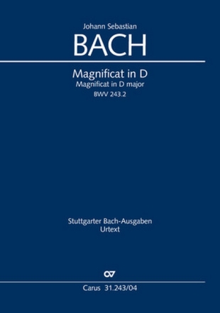 Magnificat in D BWV 243.2 fr Soli (SSATB), gem Chor und Orchester Klavierauszug, mit Anhang