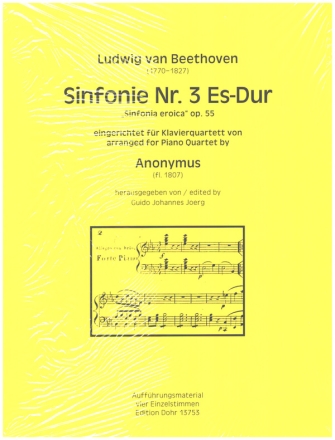 Sinfonie Es-Dur Nr.3 op.55 fr Klavierquartett Auffhrungsmaterial und 4 Einzelstimmen