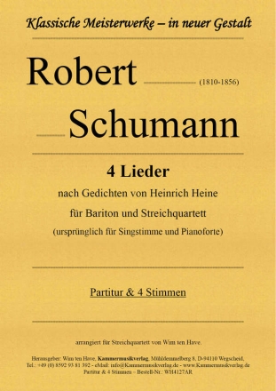 4 Lieder fr Bariton und Streichquartett Partitur und Stimmen