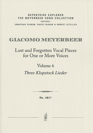 Lost and Forgotten Vocal Pieces Vol.6: Three Klopstock Lieder  for One or More Voices and Instrument