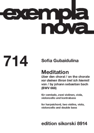 Meditation ber einen Choral von J.S. Bach fr Cembalo, Streichquartett und Kontrabass Partitur