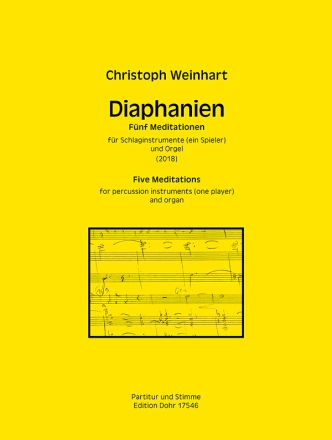 Diaphanien fr Schlaginstrumente (ein Spieler) und Orgel (2018) Schlagwerk und Orgel Partitur, Stimme