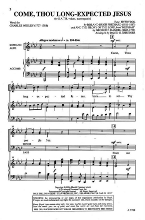 Come, Thou Long-Expected Jesus SATB Chorpartitur