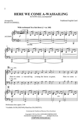 Here We Come A-Wassailing SATB Chorpartitur