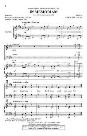 In Memoriam SATB Chorpartitur