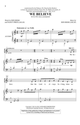 We Believe SATB Chorpartitur