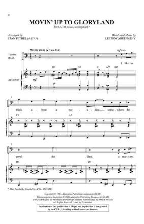 Movin' Up to Gloryland SATB Chorpartitur