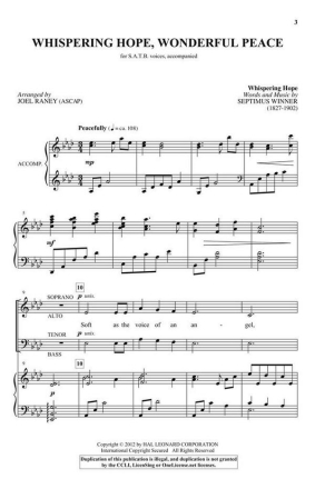 Whispering Hope, Wonderful Peace SATB Chorpartitur