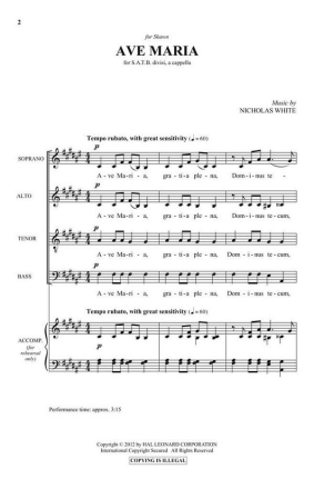 Ave Maria SATB a Cappella Chorpartitur