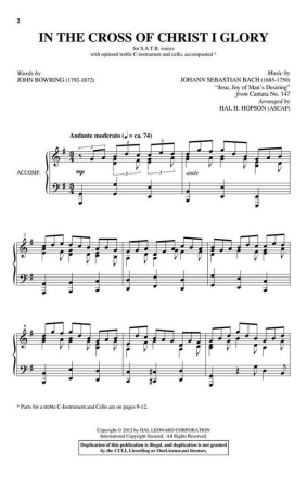 In the Cross of Christ I Glory SATB Chorpartitur