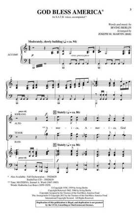 God Bless America SATB Chorpartitur