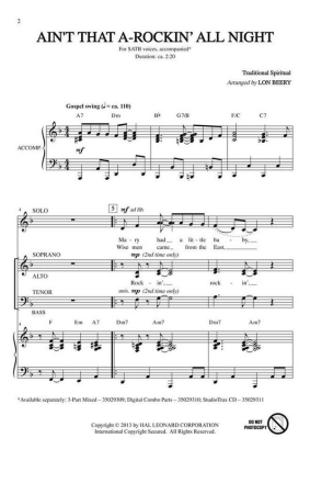 Ain't That A-rockin' All Night SATB Chorpartitur