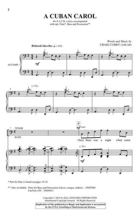 A Cuban Carol SATB and opt. Flute Chorpartitur