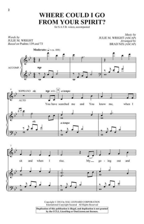 Where Could I Go from Your Spirit? SATB Chorpartitur