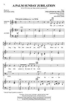 A Palm Sunday Jubilation SATB and opt. Finger Cymbals Chorpartitur