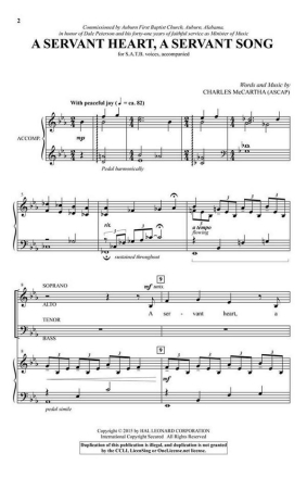 A Servant Heart, A Servant Song SATB Chorpartitur