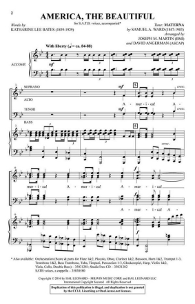 America, the Beautiful SATB Chorpartitur