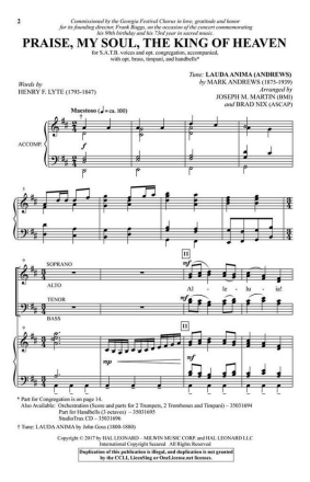 Praise, My Soul, the King of Heaven SATB and opt. Congregation Chorpartitur