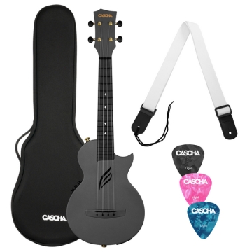 Ukulele Carbon Fibre Black Set with pickup system