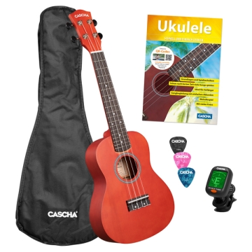 Concert Ukulele Linden Red Set (incl. Bag, 3 Picks, Book, Tuner)