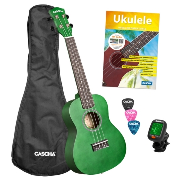 Concert Ukulele Linden Green Set (incl. Bag, 3 Picks, Book, Tuner)