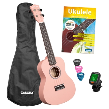 Concert Ukulele Linden Pink Set (incl. Bag, 3 Picks, Book, Tuner)