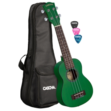 Soprano Ukulele Mahogany Green Lefthand (incl. Bag padded, 3 Picks)