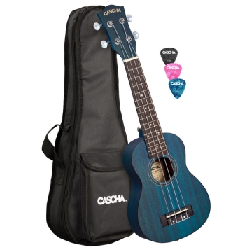 Soprano Ukulele Mahogany Blue Lefthand (incl. Bag padded, 3 Picks)