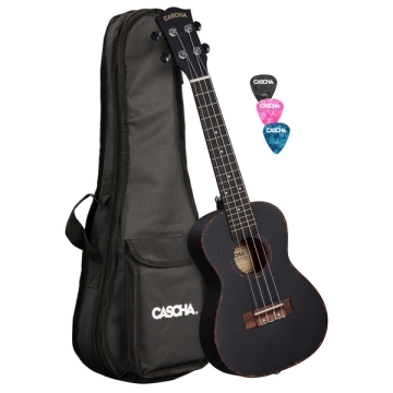 Concert Ukulele Mahogany Black Lefthand (incl. Bag padded, 3 Picks)