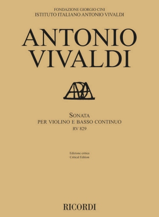 Sonata RV 829 per violino e basso continuo  partitura e parti