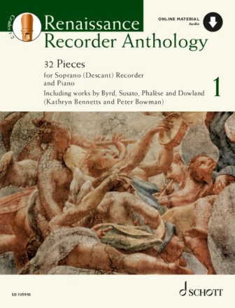 Renaissance Recorder Anthology  Vol. 1 (+Online-Audio) for soprano (descant) recorder and piano